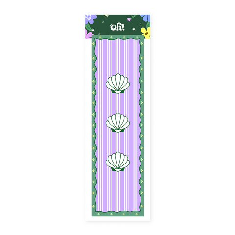 Purple shell stripe classic bookmark with coastal shell illustration