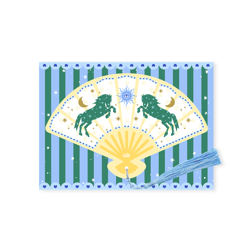 Dark green horse fan tassel bookmark with star illustration