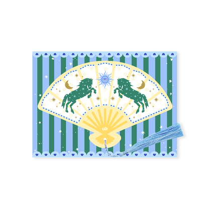 Dark green horse fan tassel bookmark with star illustration
