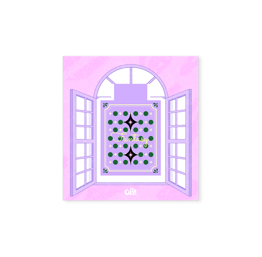 Purple magic book magnetic bookmark with geometric pattern