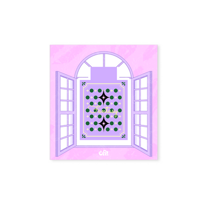 Purple magic book magnetic bookmark with geometric pattern