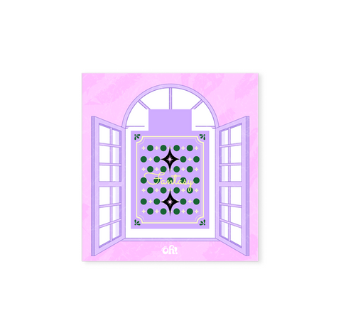Purple magic book magnetic bookmark with geometric pattern