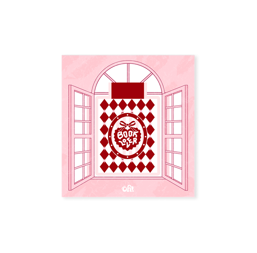 Red diamond Book Club magnetic bookmark with matte laminate