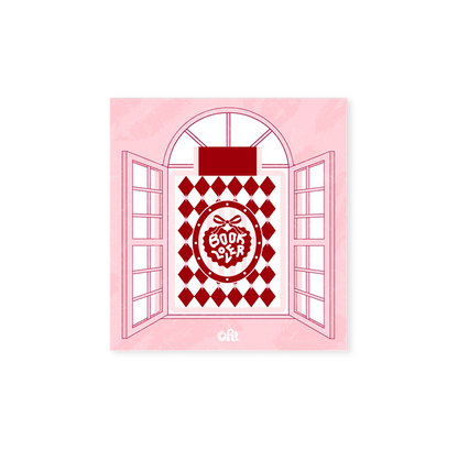 Red diamond Book Club magnetic bookmark with matte laminate