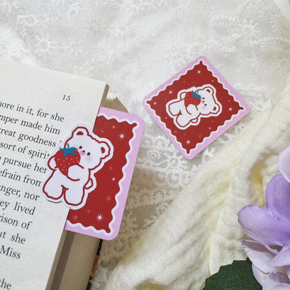 Close-up of cute animal page clip bookmark front illustration