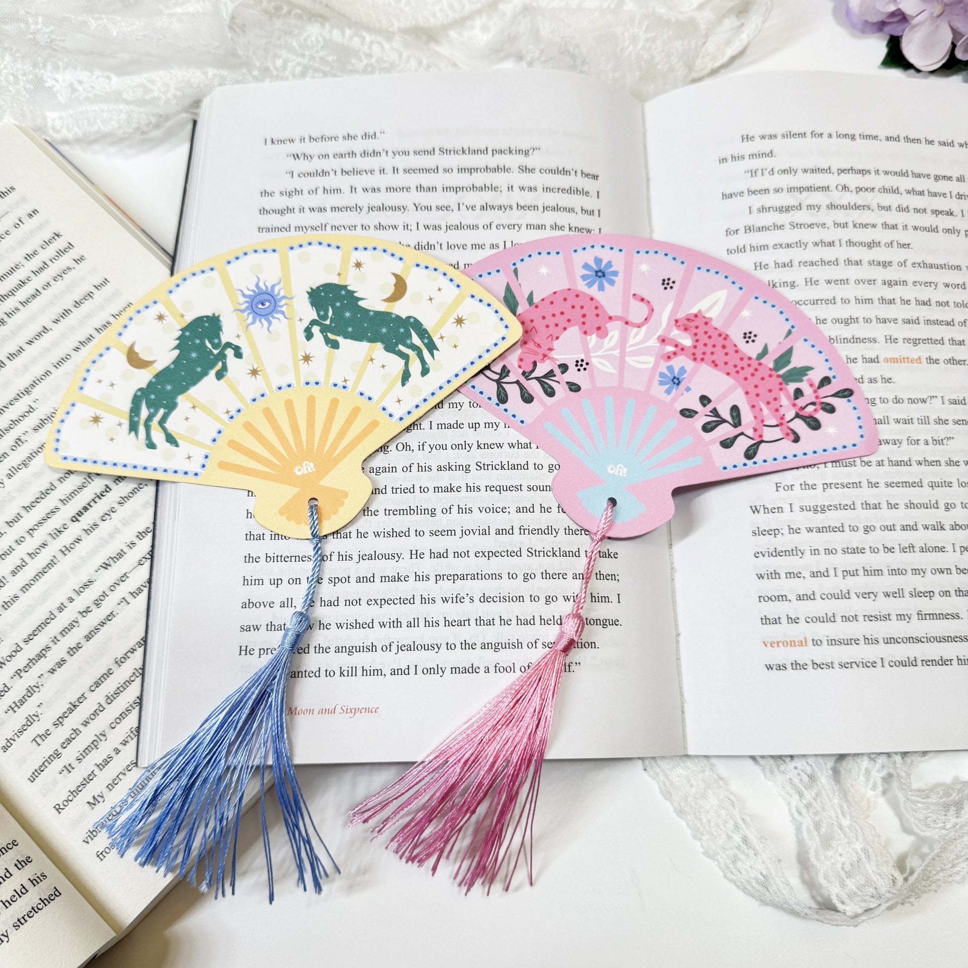 Fan tassel bookmark displayed on textured cardstock