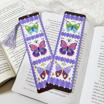 Butterfly stamp trio tassel bookmark displayed with coordinating tassel