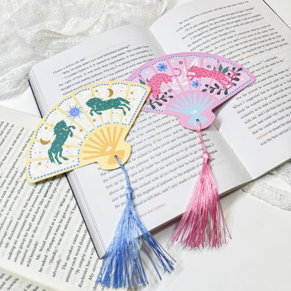 Fan-shaped tassel bookmark shown with finished cut edge