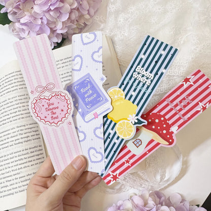 Close-up of lemon shaped bookmark illustration