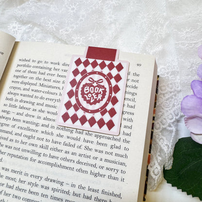 Front and back view of Red Diamond Book Club magnetic bookmark
