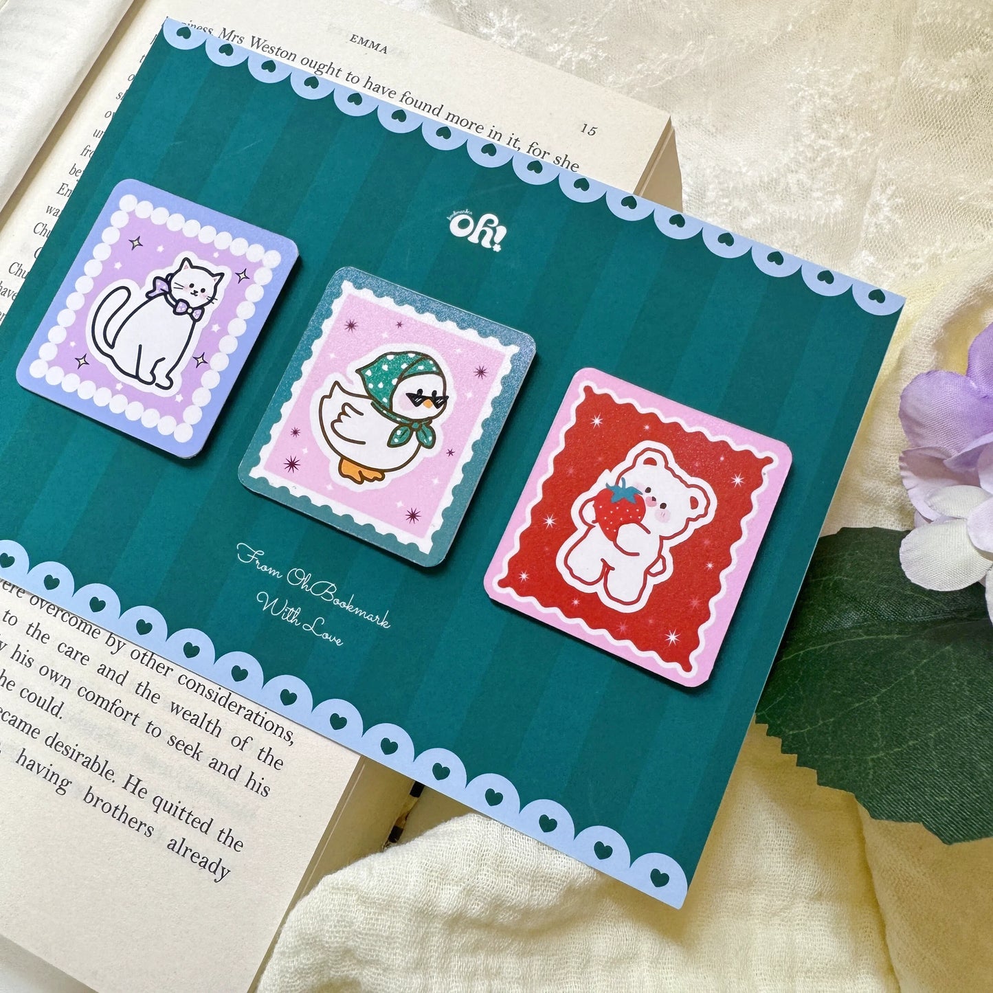 Cute animal page clip bookmark set with layered paper construction