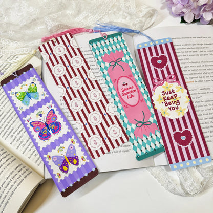 Tassel bookmark displayed with coordinating tassel and cardstock detail